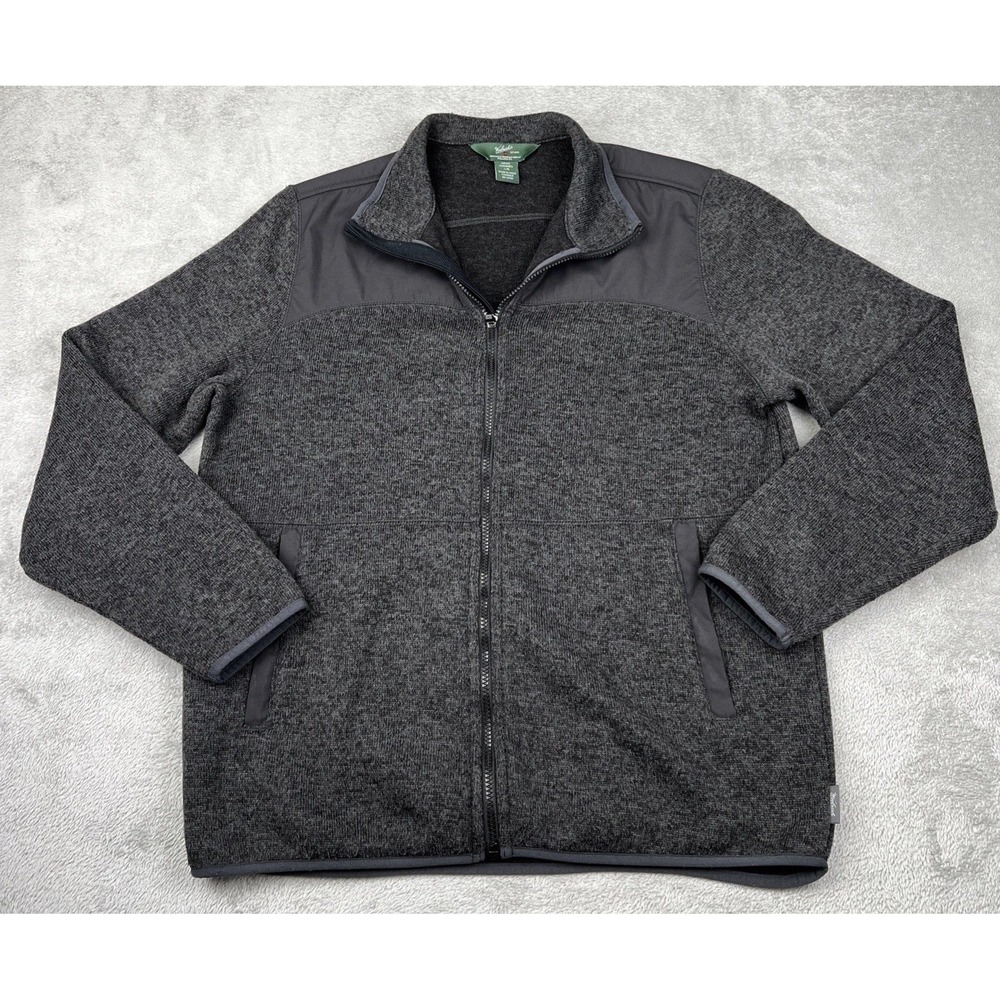 Woolrich Fleece Full Zip Jacket Men's Large Charcoal Pockets Light Weight Preppy